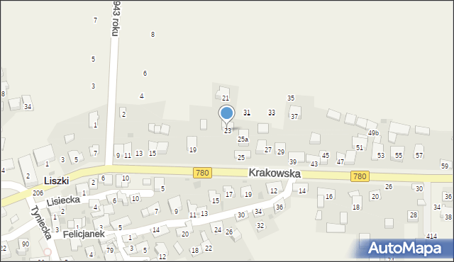 Liszki, Krakowska, 23, mapa Liszki