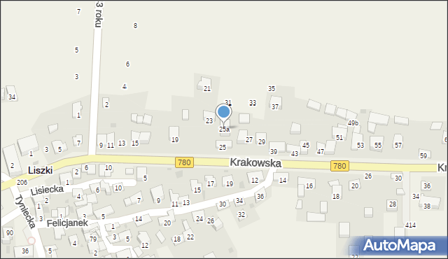 Liszki, Krakowska, 25a, mapa Liszki