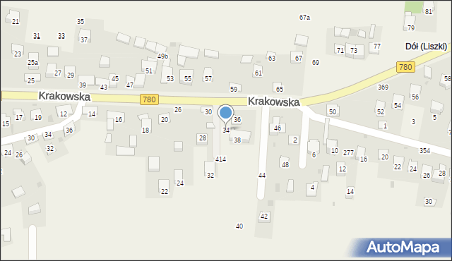 Liszki, Krakowska, 34, mapa Liszki