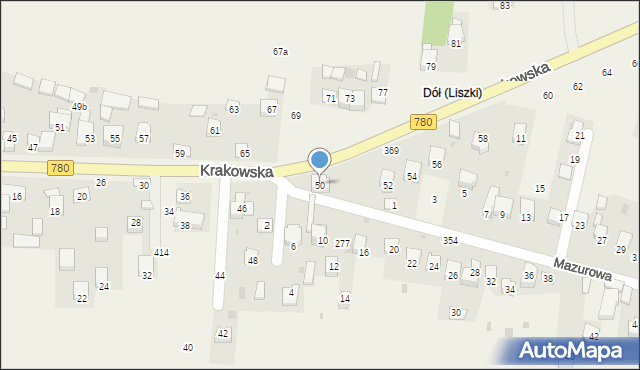 Liszki, Krakowska, 50, mapa Liszki