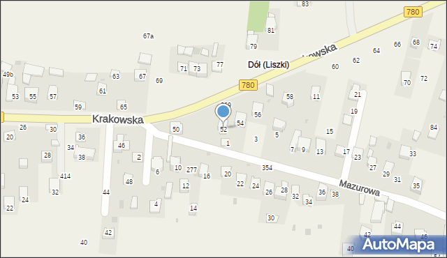 Liszki, Krakowska, 52, mapa Liszki