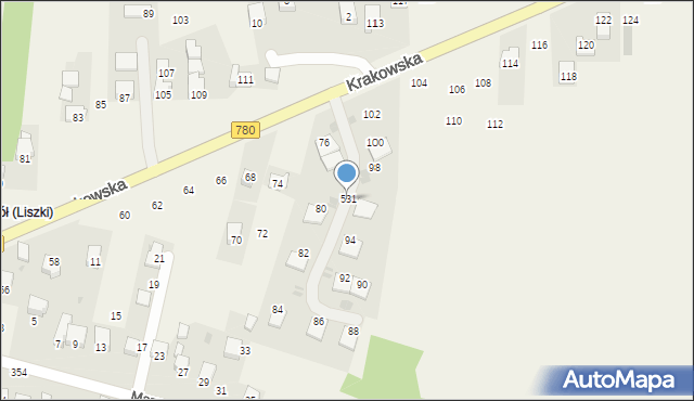 Liszki, Krakowska, 531, mapa Liszki