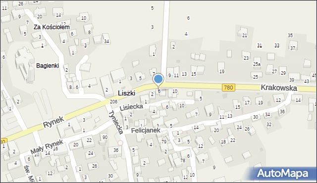 Liszki, Krakowska, 6, mapa Liszki