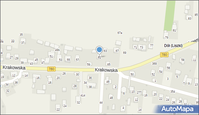 Liszki, Krakowska, 61, mapa Liszki