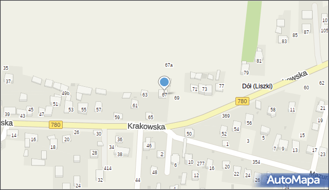 Liszki, Krakowska, 67, mapa Liszki