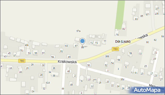 Liszki, Krakowska, 69, mapa Liszki