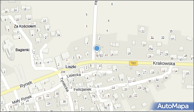 Liszki, Krakowska, 9, mapa Liszki