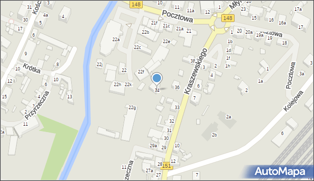 Łobez, Kraszewskiego, 34, mapa Łobez