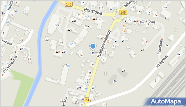 Łobez, Kraszewskiego, 36, mapa Łobez