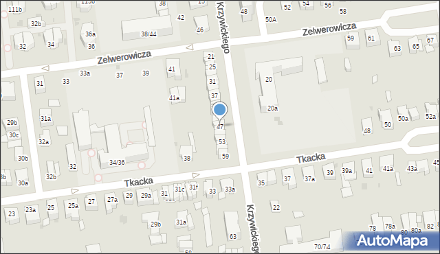 Łódź, Krzywickiego Ludwika, 47, mapa Łodzi