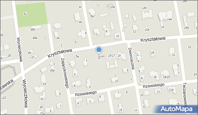 Łódź, Kryształowa, 11, mapa Łodzi