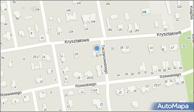 Łódź, Kryształowa, 31, mapa Łodzi