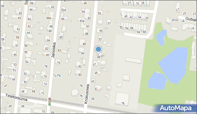 Łódź, Krokusowa, 49, mapa Łodzi