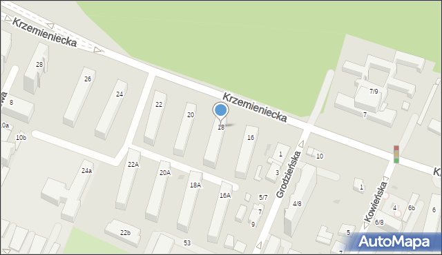 Łódź, Krzemieniecka, 18, mapa Łodzi