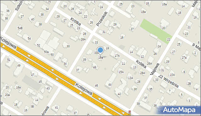 Łomianki, Krótka, 19a, mapa Łomianki