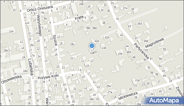 Lubartów, Krzywe Koło, 11a, mapa Lubartów