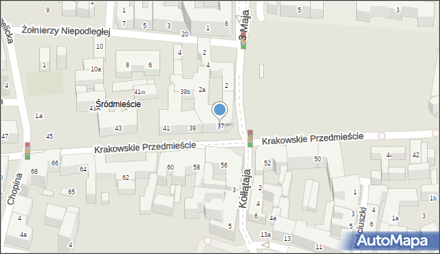 Lublin, Krakowskie Przedmieście, 37, mapa Lublina