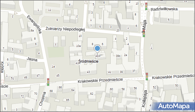 Lublin, Krakowskie Przedmieście, 41w, mapa Lublina