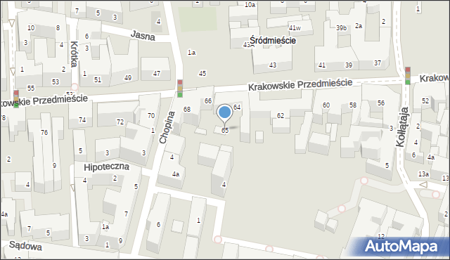 Lublin, Krakowskie Przedmieście, 65, mapa Lublina