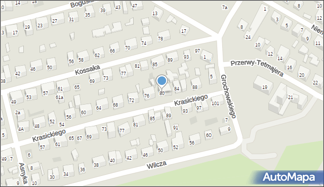 Lublin, Krasickiego Ignacego, bp., 80, mapa Lublina