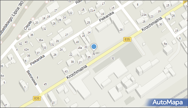 Lublin, Krochmalna, 31, mapa Lublina