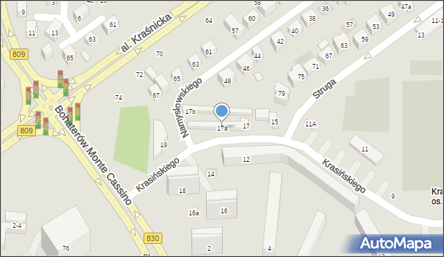 Lublin, Krasińskiego Zygmunta, 17a, mapa Lublina