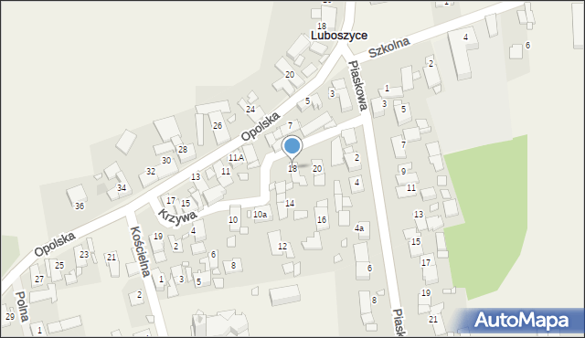 Luboszyce, Krzywa, 18, mapa Luboszyce