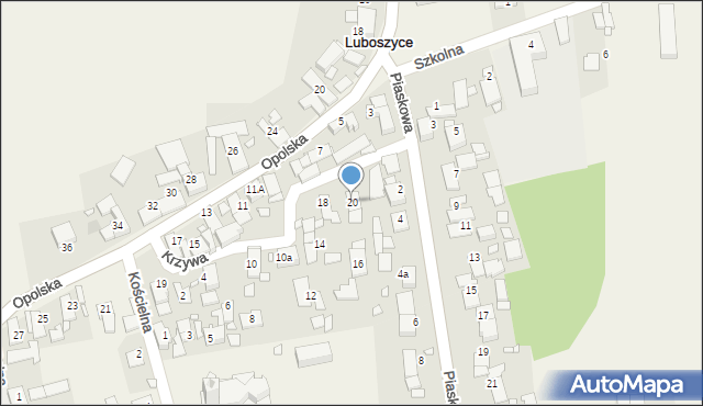 Luboszyce, Krzywa, 20, mapa Luboszyce