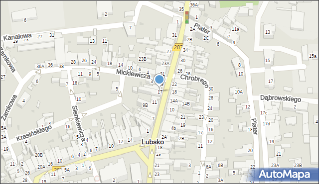 Lubsko, Krakowskie Przedmieście, 17, mapa Lubsko