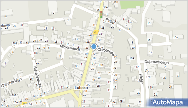 Lubsko, Krakowskie Przedmieście, 22, mapa Lubsko