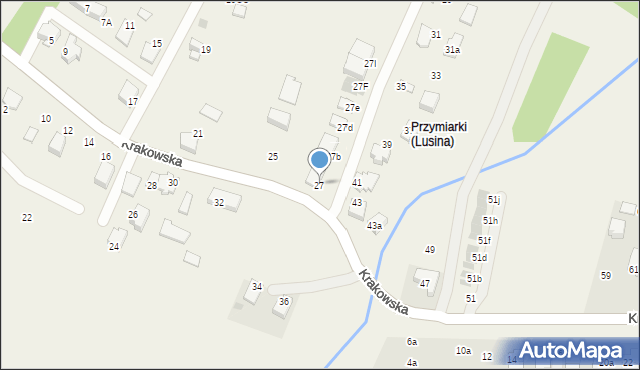 Lusina, Krakowska, 27, mapa Lusina
