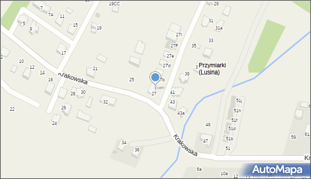 Lusina, Krakowska, 27a, mapa Lusina