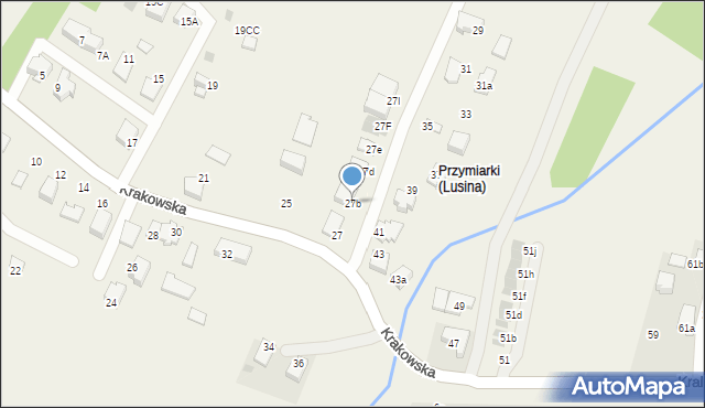 Lusina, Krakowska, 27b, mapa Lusina