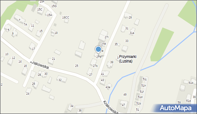 Lusina, Krakowska, 27d, mapa Lusina
