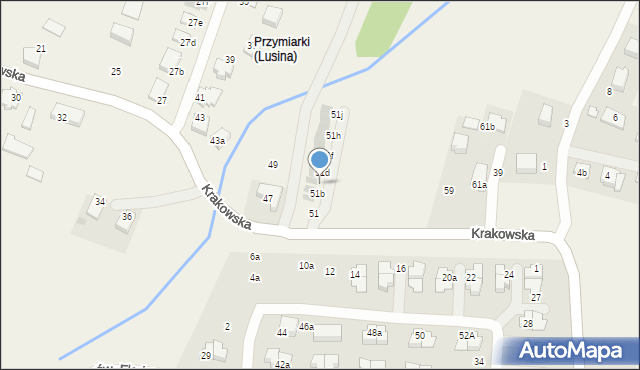Lusina, Krakowska, 51c, mapa Lusina