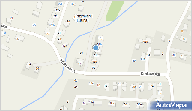 Lusina, Krakowska, 51d, mapa Lusina