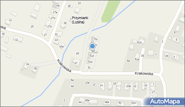 Lusina, Krakowska, 51e, mapa Lusina