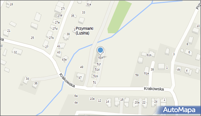 Lusina, Krakowska, 51h, mapa Lusina