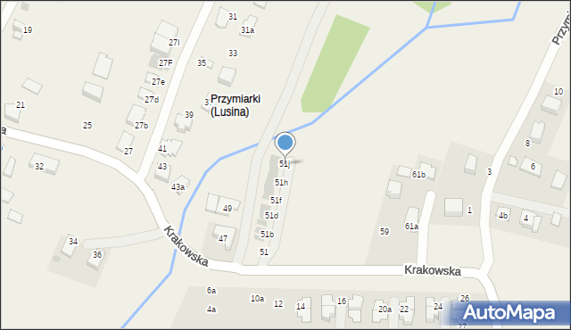 Lusina, Krakowska, 51j, mapa Lusina