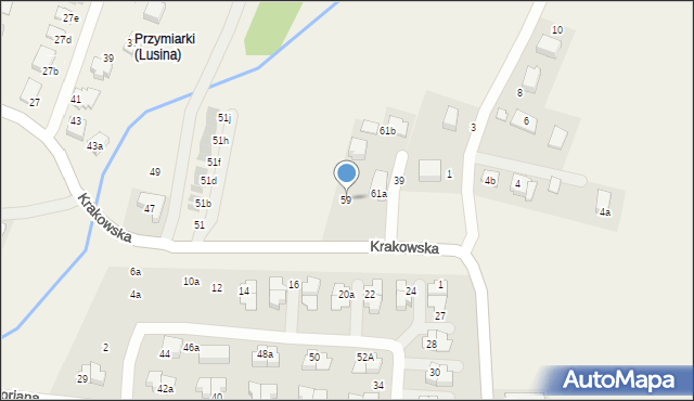 Lusina, Krakowska, 59, mapa Lusina