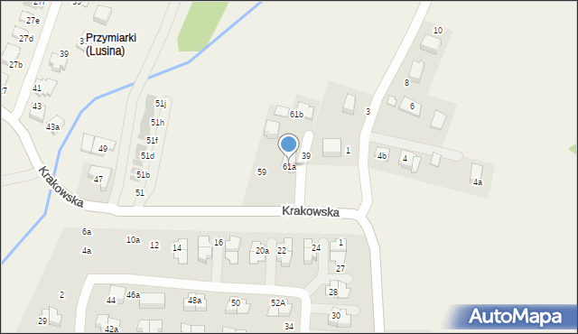 Lusina, Krakowska, 61a, mapa Lusina