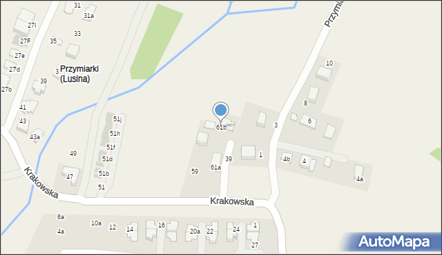 Lusina, Krakowska, 61b, mapa Lusina