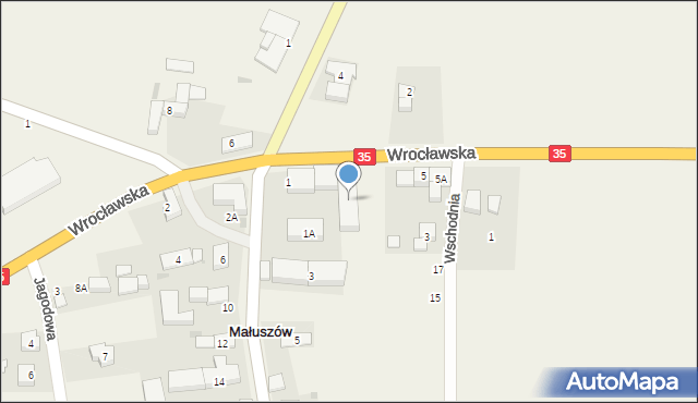 Małuszów, Krzyżowicka, 1, mapa Małuszów