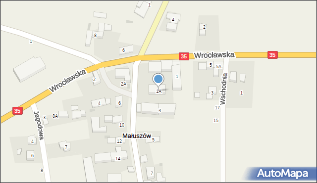 Małuszów, Krzyżowicka, 1A, mapa Małuszów