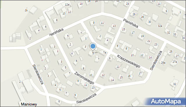 Maniowy, Kraszewskiego Józefa Ignacego, 5, mapa Maniowy