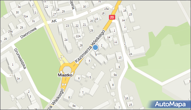 Miastko, Króla Kazimierza Wielkiego, 3, mapa Miastko