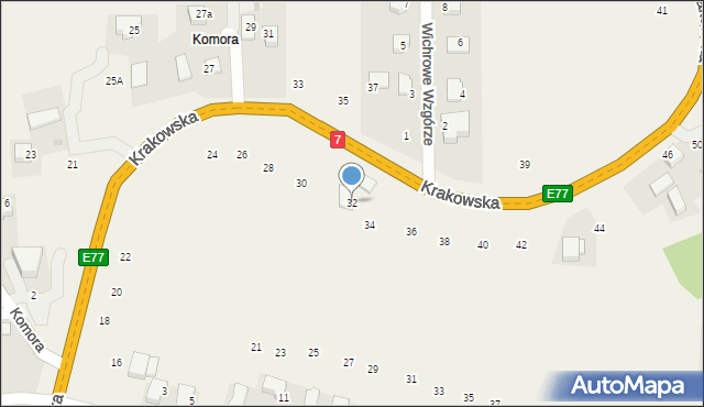 Michałowice, Krakowska, 32, mapa Michałowice