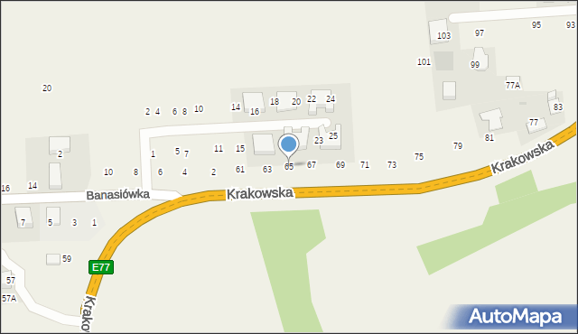 Michałowice, Krakowska, 65, mapa Michałowice