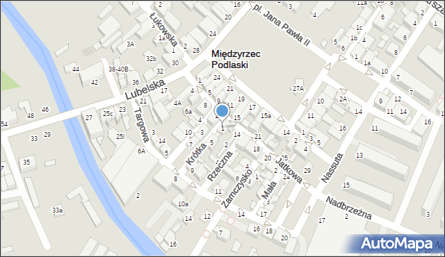 Międzyrzec Podlaski, Krótka, 1, mapa Międzyrzec Podlaski