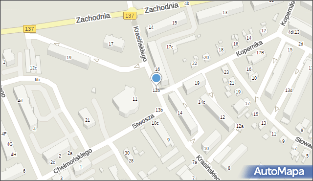 Międzyrzecz, Krasińskiego, 12b, mapa Międzyrzecz